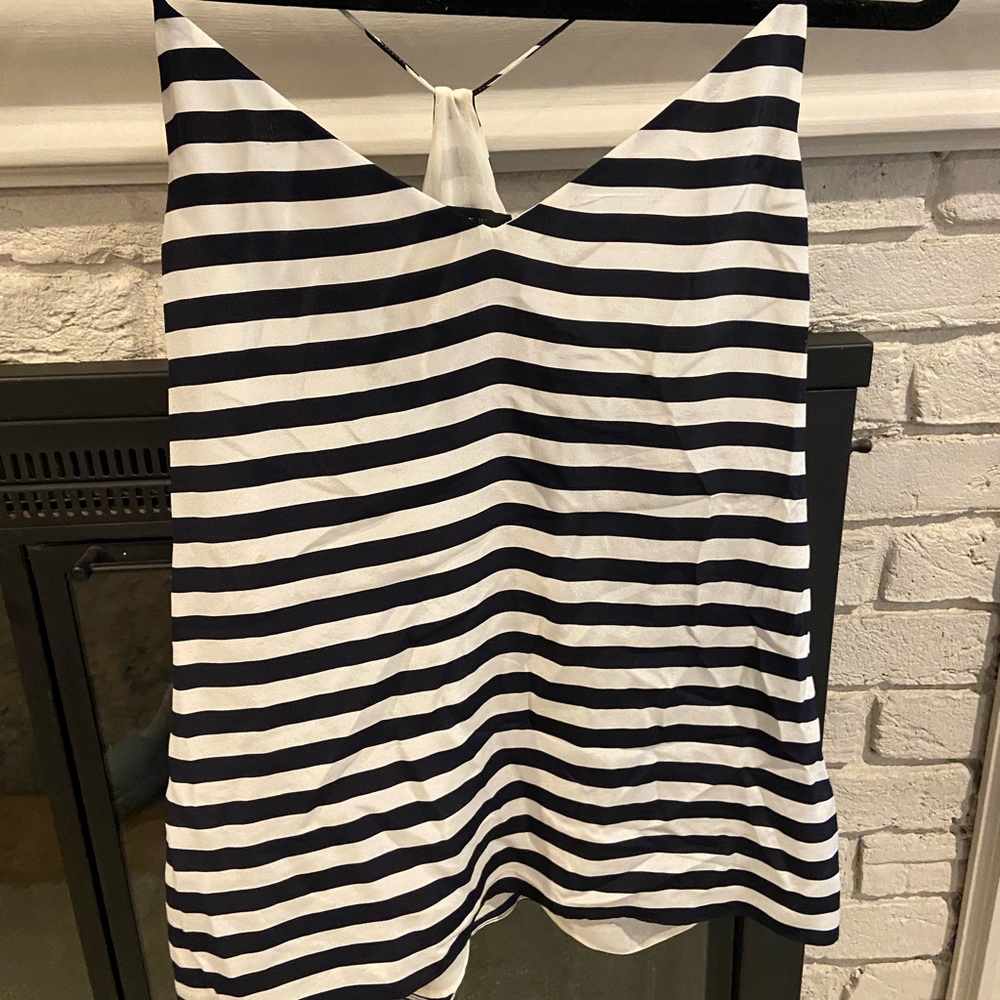J. Crew top, size 2, white and dark navy